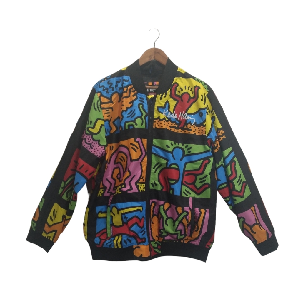 Keith Haring X Members Only Graffiti Color Block Art Windbreaker Jacket NWT